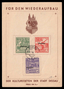 1946 Dessau, Germany Local Post, Souvenir Sheet (Mi. I A - III A, Unofficial Issue, Full Set, Canceled)