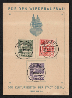 1946 Dessau, Germany Local Post, Souvenir Sheet (Mi. I A - III A, Unofficial Issue, Full Set, Canceled)