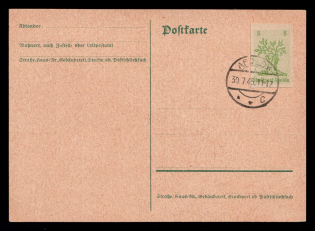 1945 (30 Jul) 5pf Apolda, Germany Local Post, Postcard (Mi. 1 II U, IMPERFORATE, Canceled, CV $120)