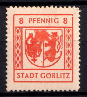 1945 8pf Gorlitz, Germany Local Post (Mi. 15 I, Broken Coat of Arms, MNH)