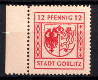 1945 12pf Gorlitz, Germany Local Post (Mi. 16 I, Broken Coat of Arms, Margin, MNH)