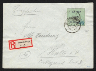 1945 (3 Sep) 42pf Eckartsberga, Germany Local Post, Registered Cover to Halle (Mi. 4 a I, High CV)