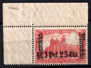 1911-19 1.25 Pes, German Offices in Morocco, Germany (Mi. 55 I A, Corner Margins)