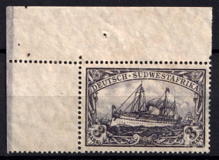 1906-19 3m South West Africa, German Colonies, Kaiser’s Yacht, Germany (Mi. 31 B, Corner Margins)