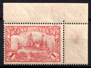 1900 1m Caroline Islands, German Colonies, Kaiser’s Yacht, Germany (Mi. 16, Corner Margins)