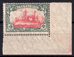 1905-1919 $2.5 Kiautschou, German Colonies, Kaiser’s Yacht, Germany (Mi. 37 II B, Corner Margins, CV $40)