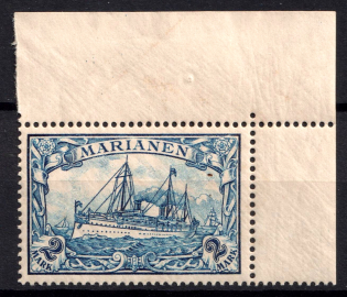 1901 2m Mariana Islands, German Colonies, Kaiser’s Yacht, Germany (Mi. 17, Corner Margins)