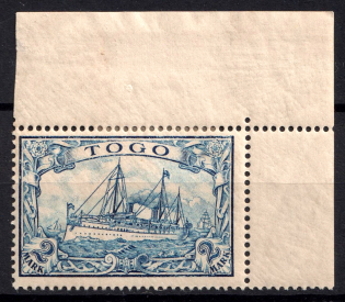 1900 2m Togo, German Colonies, Kaiser’s Yacht, Germany (Mi. 17, Corner Margins)
