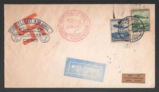 1936 (30 Apr) Germany, Hindenburg airship airmail cover from Frankfurt to New Jersy (United States), 1st flight to North America 'Frankfurt - Lakehurst' (Sieger 406 C)
