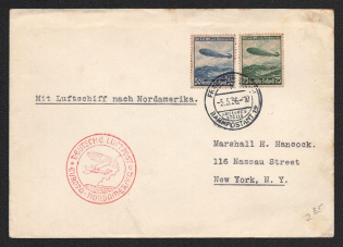 1936 (5 May) Germany, Hindenburg airship airmail cover from Frankfurt to New York (United States), 1st flight to North America 'Frankfurt - Lakehurst' (Sieger 406 D)
