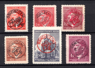1945 Frydek, Czechoslovakia, Local Revolutionary Overprints 'Osvobozeni'