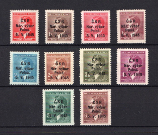 1945 Polna, Czechoslovakia, Local Revolutionary Overprints 'CSR Nar. Vybor Polna. 5. V. 1945'