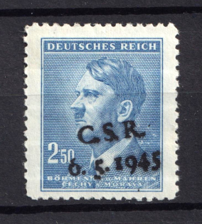 1945 Valasske Mezirici, Czechoslovakia, Local Revolutionary Overprint 'C.S.R. 6. 5. 1945' (MNH)