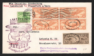 1936 (11 May) United States, Hindenburg airship airmail cover from New York to Leipzig, 1st flight to North America 'Lakehurst - Frankfurt' (Sieger 409 C, CV $50)