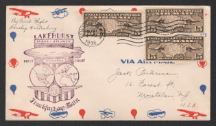 1936 (11 May) United States, Hindenburg airship airmail cover from New York to Montclair, 1st flight to North America 'Lakehurst - Frankfurt' (Sieger 409 C, CV $50)