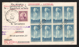 1936 (11 Jul) United States, Hindenburg airship airmail cover from Ottsvile to Leipzig, Flight to North America 'Lakehurst - Frankfurt' (Sieger 429, CV $45)