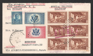 1936 (7 Aug) United States, Hindenburg airship Express airmail cover from Ottsvile to Munich, Flight to North America 'Lakehurst - Frankfurt' (Sieger 431 A)