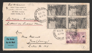 1936 (19 Aug) United States, Hindenburg airship airmail cover from New York (Grand Central Annex) to Frankfurt, Flight to North America 'Lakehurst - Frankfurt' (Sieger 431 A)