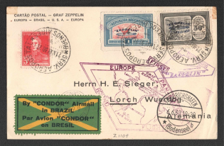 1930 (121 May) Argentina, Graf Zeppelin airship airmail cover from Buenos Aires - Friedrichshafen, 1st Pan-American flight 'Recife - Friedrichshafen' (Sieger 63 B, CV $90)