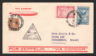 1934 (29 Jul) Argentina, Graf Zeppelin airship airmail cover from Buenos Aires to Pernambuco (Brazil), Flight to South America 'Buenos Aires - Rio de Janeiro' (Sieger 256, CV $50)