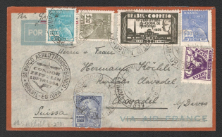 1934 (27 Jul) Brazil, Graf Zeppelin airship airmail cover from Pernambuco to Davos (Switzerland), Flight to South America 'Recife - Friedrichshafen' (Sieger 261 A)