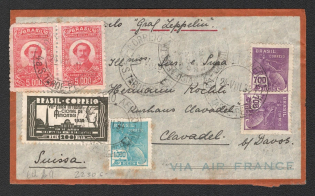 1934 (24 Aug) Brazil, Graf Zeppelin airship airmail cover from Pernambuco to Davos (Switzerland), Flight to South America 'Recife - Sevilla - Friedrichshafen' (Sieger 269 A)