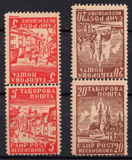 1947 Regensburg, Ukraine, DP Camp, Displaced Persons Camp, Pairs Tete-beche (Wilhelm 8 K I A, 10 K I A, CV $80, MNH)