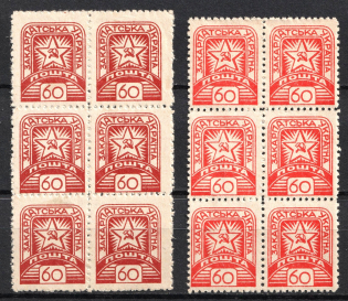 1945 '60' Carpatho-Ukraine, Blocks (Variety of Color, Perforated, СV $50, MNH)