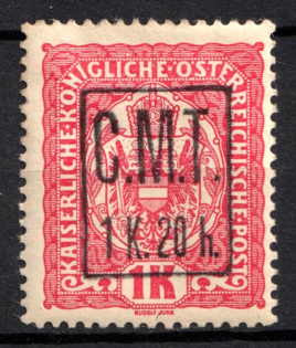 1919 1k20h on 1k Romanian Occupation of Kolomyia CMT, Ukraine (Black Overprint)