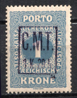 1919 1k20h on 1k Romanian Occupation of Kolomyia CMT, Ukraine (Violet Overprint, MNH)