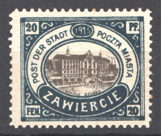 1916 Zawiercie Poland Civil War 20 Fen (CV $1200, Signed)