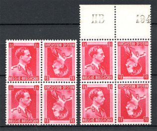 1936-69 Belgium Blocks of Four (Tete-beche, MNH)