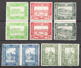 1919 Liuboml Ukraine Inverted Values Error (Full Set, Se-tenants, CV $220)