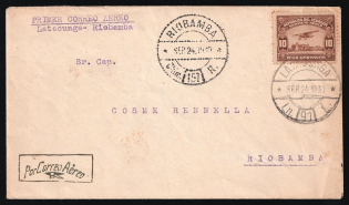 1930 Ecuador, First Flight, Airmail cover, Latacunga - Riobamba