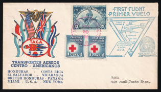 1943 Honduras, First Flight Honduras - Costa Rica, Airmail cover, Tegucigalba - San Jorse, franked by Mi. 407