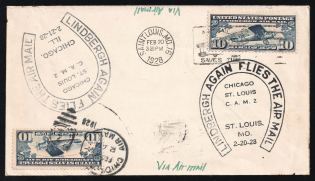 1928 United States, Airmail cover, Chicago - Sant Louis, franked by Mi. 2x 300