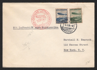 1936 (5 May) Germany, Hindenburg airship airmail cover from Frankfurt to New York (United States), 1st flight to North America 'Frankfurt - Lakehurst' (Sieger 406 D)