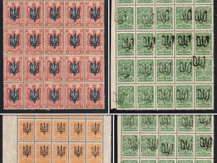 1918 Kiev (Kyiv), Podolia, Ukrainian Tridents, Ukraine, Blocks (MNH)