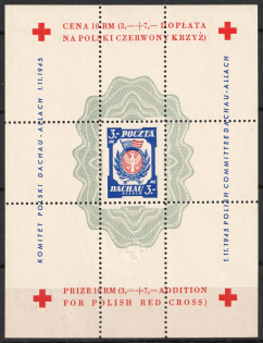 1945 Dachau - Allach, Poland, DP Camp, Displaced Persons Camp, Souvenir Sheet (Wilhelm Bl. 1 x I A, CV $30)