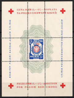 1945 Dachau - Allach, Poland, DP Camp, Displaced Persons Camp, Souvenir Sheet (Wilhelm Bl. 1 x I A, Short Letter 'C', CV $40)