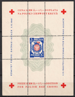 1945 Dachau - Allach, Poland, DP Camp, Displaced Persons Camp, Souvenir Sheet (Wilhelm Bl. 1 x II A, CV $80)