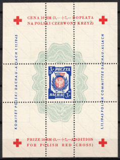 1945 Dachau - Allach, Poland, DP Camp, Displaced Persons Camp, Souvenir Sheet (Wilhelm Bl. 1 z I A, CV $30)