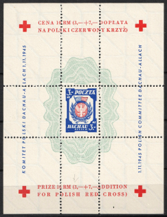 1945 Dachau - Allach, Poland, DP Camp, Displaced Persons Camp, Souvenir Sheet (Wilhelm Bl. 1 z I A, Open '3', CV $40)