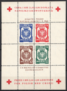 1945 Dachau - Allach, Poland, DP Camp, Displaced Persons Camp, Souvenir Sheet (Wilhelm Bl. 3 a z A, CV $90)