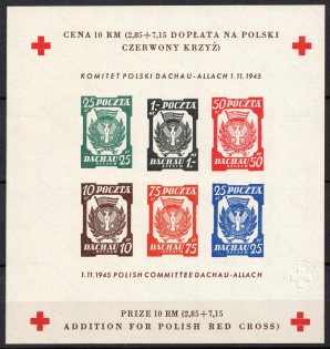 1945 Dachau - Allach, Poland, DP Camp, Displaced Persons Camp, Souvenir Sheet (Wilhelm Bl. 5 b x B)