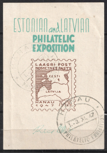 1947 Hanau, Baltic DP Camp, Displaced Persons Camp, Souvenir Sheet (Wilhelm Bl. 1, Canceled, CV $120)