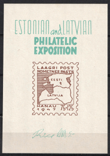 1947 Hanau, Baltic DP Camp, Displaced Persons Camp, Souvenir Sheet (Wilhelm Bl. 1, CV $120)