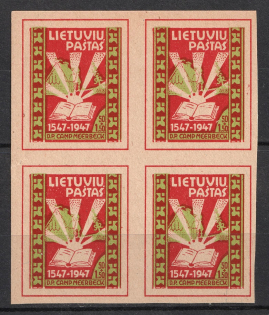 1947 Meerbeck, Lithuania, Baltic DP Camp, Displaced Persons Camp, Block of Four (Wilhelm 3 U, CV $350, MNH)