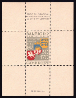 1946 Schongau, Baltic DP Camp, Displaced Persons Camp, Souvenir Sheet (Wilhelm Bl. 1 b, CV $110)