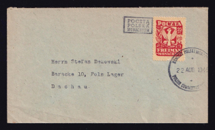 1945 (22 Aug) 25pf Freimann (Munich), Poland, DP Camp, Displaced Persons Camp, Cover to Dachau (Wilhelm 1)